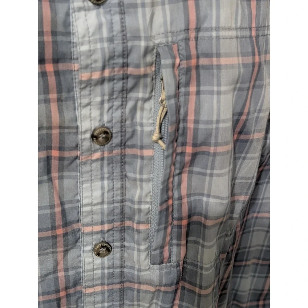 Free Country Plaid Button Front Shirt Men's XXL Blue‎ Pink Short Sleeve Fishing